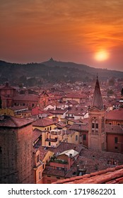 Bologna sunset from aerial view