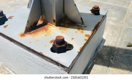 Bolt, Nut, Rusting Outdoor Light Pole.