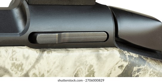 Bolt release button on a bolt action rifle that when depressed allows the bolt and firing pin to come out for clearning.