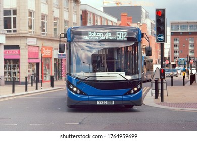 Bolton, UK - 23 June 2020: A Route 502 Bus At The Town Center.