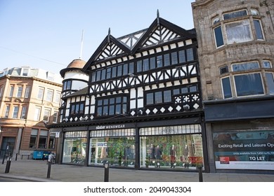 BOLTON, UK -SEPTEMBER 28, 2021:  A commercial building in the centre of Bolton, Lancashire