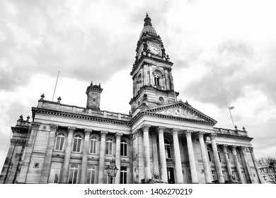Bolton UK - the Town Hall. Black and white style.