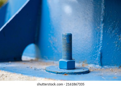 Bolts for fixing steel plates painted in blue
