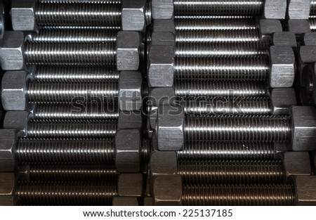 Bolts and nuts closeup.