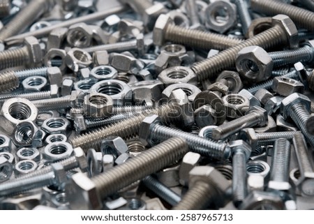Bolts and nuts on a white background