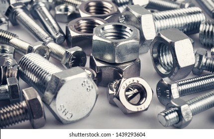 Bolts nuts screw washer zinc heap chrome - Shutterstock ID 1439293604