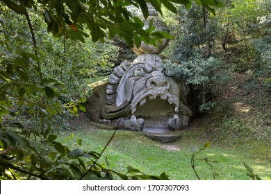 Bomarzo, Italy - 09/30/2017: The famous monster park in the municipality of Bomarzo in Italy