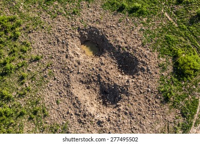 Bomb Crater On Military Shooting Range