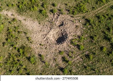 Bomb Crater On Military Shooting Range