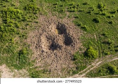 Bomb Crater On Military Shooting Range