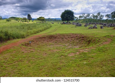 Bomb Crater At Plain Of Jars, Phonsavan, Laos.