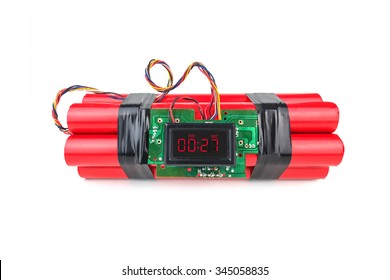 bomb with digital timer isolated