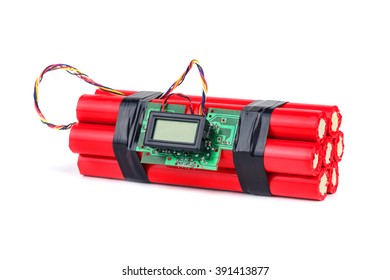 bomba con temporizador digital aislado Foto de stock
