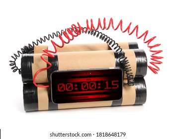 Bomb with timer on white background