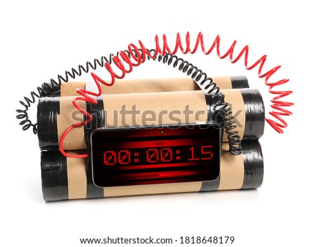 Bomb with timer on white background