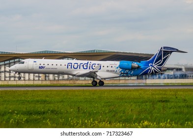 Bombardier CRJ 700 Nordica, Airport Pulkovo, Russia Saint-Petersburg August 10, 2017