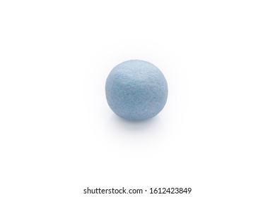 BonBon Baby Blue Candy Sweet. Blue Raspberry Flavour Sweet. Macro Close Up Shot Isolated On 255 White Background. Clipping Path Included In JPEG