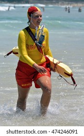 BONDI, AUSTRALIA - DECEMBER 25, 2015. Surf Lifesaver At Bondi Beach.