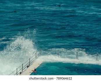 Bondi Beach Walk. The Pool At Bondi Beach In Australia Sydney