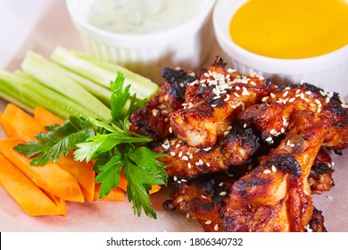 Boneless Buffalo Bbq Chicken Wngs With Ranch Sauce