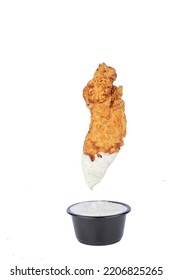 Boneless Chicken Dip Ranch Sauce White Background