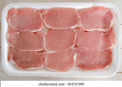 Boneless Pork Chops On A Styrofoam Tray