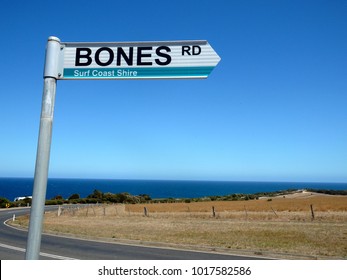 Bones Road Street Sign, Surf Coast Shire, Vic, Australia