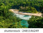 Bonete Beach on the island of Ilhabela hidden between the sea and forest