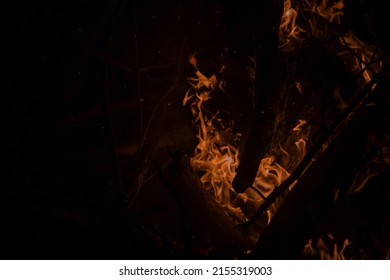 Bonfire At Australian Farm At Night