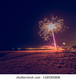 Bonfire Night Fire Works Palm On The Beach