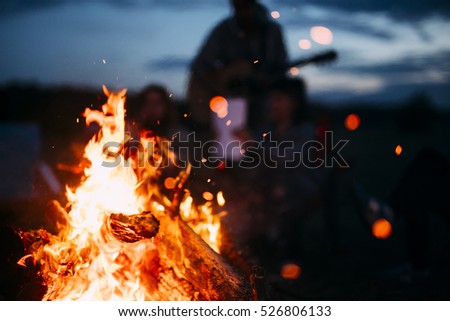 Bonfire with sparks flying around