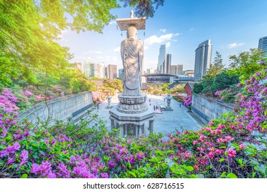Bongeunsa Temple During the Summer in the Gangnam District of Seoul, South Korea.