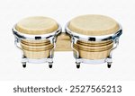 Bongos drums in recording studio for hard beat perfomance. Professional musical instrument for rock and pop show