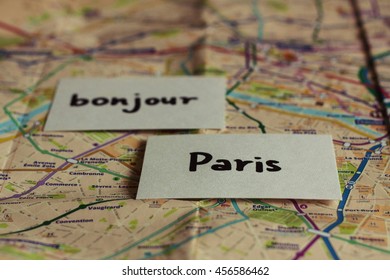 Bonjour Paris French Flash Cards On The Map Of Paris