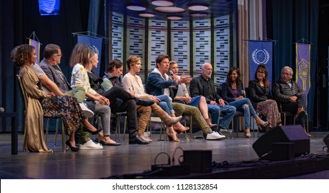 BONN, GERMANY - MAY 19th 2018: Battlestar Galactica Reunion W/ Kandyse McClure, Aaron Douglas, Grace Park, Tahmoh Penikett, James Callis, Tricia Helfer, Michael Trucco, Katee Sackhoff, Michael Hogan..