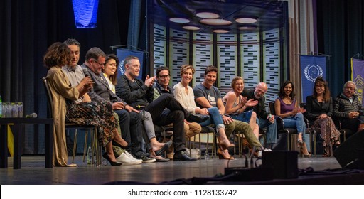 BONN, GERMANY - MAY 19th 2018: Battlestar Galactica Reunion W/ Kandyse McClure, Aaron Douglas, Grace Park, Tahmoh Penikett, James Callis, Tricia Helfer, Michael Trucco, Katee Sackhoff, Michael Hogan..