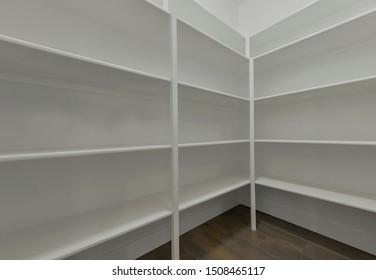 Bonney Lake, WA / USA - Sept. 8, 2019: Empty Kitchen Pantry Interior