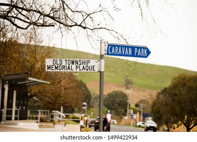 Bonnie Doon, Vic, Australia Circa 2019, Street Signs In The Small Village Of Bonnie Doon In Victoria, Australia, On The Maroondah Highway, In The Shire Of Mansfield. North-east Of Melbourne