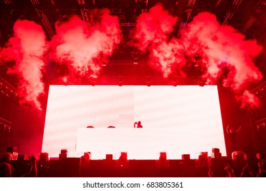 BONTIDA, ROMANIA - JULY 14, 2017: NERO performs a live EDM concert in the Main Stage of Electric Castle festival