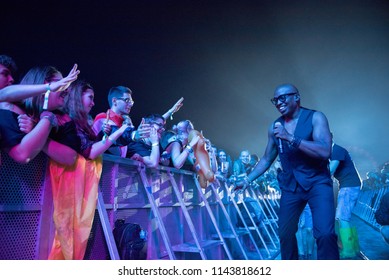 BONTIDA, ROMANIA - JULY 20, 2018: Disco Music Legend Haddaway Singing During The Electric Castle Festival