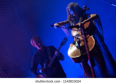 BONTIDA, ROMANIA - JULY 21, 2018:  Icelandic Experimental Musical Group MUM Playing Live During A Concert At Electric Castle Festival