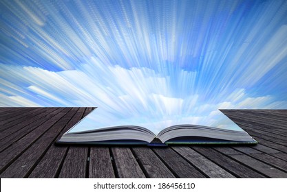 Book Concept Unique Time Lapse Stack Sunrise Landscape Over Rocky Coastline