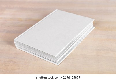 Book, Diary Or Photo Album Mockup With White Empty Cover. Angle View. Reading, Study, Education Concept. High Quality Photo