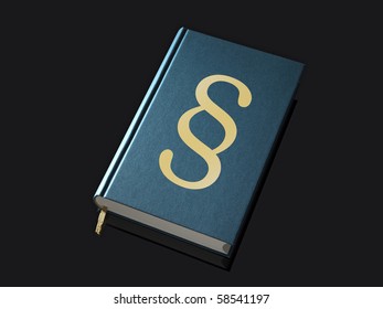 Book With German Paragraph Icon On The Cover, On Black Background