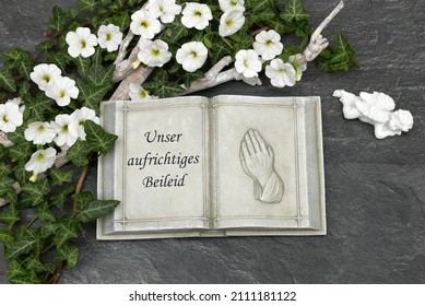 Book With The German Text Our Sincere Condolences.