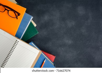 Book Glasses And Pencil On The Desk With Study And Education Concept