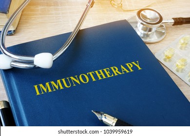 Book With Name Immunotherapy And Stethoscope.