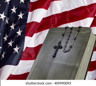 Book On American Usa Flag Concept Religious Values And Strength