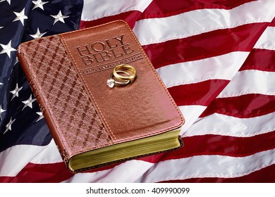 Book On American Usa Flag Concept Religious Values And Strength