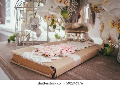 Book on table
